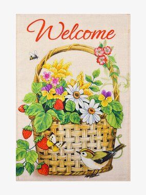 Layoer Flower Basket Garden Flag, Polyester, 13 x 18"